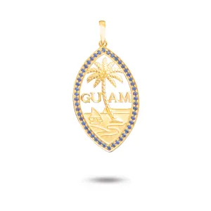 14K Yellow Gold Sapphire Guam Seal Pendant VINCE