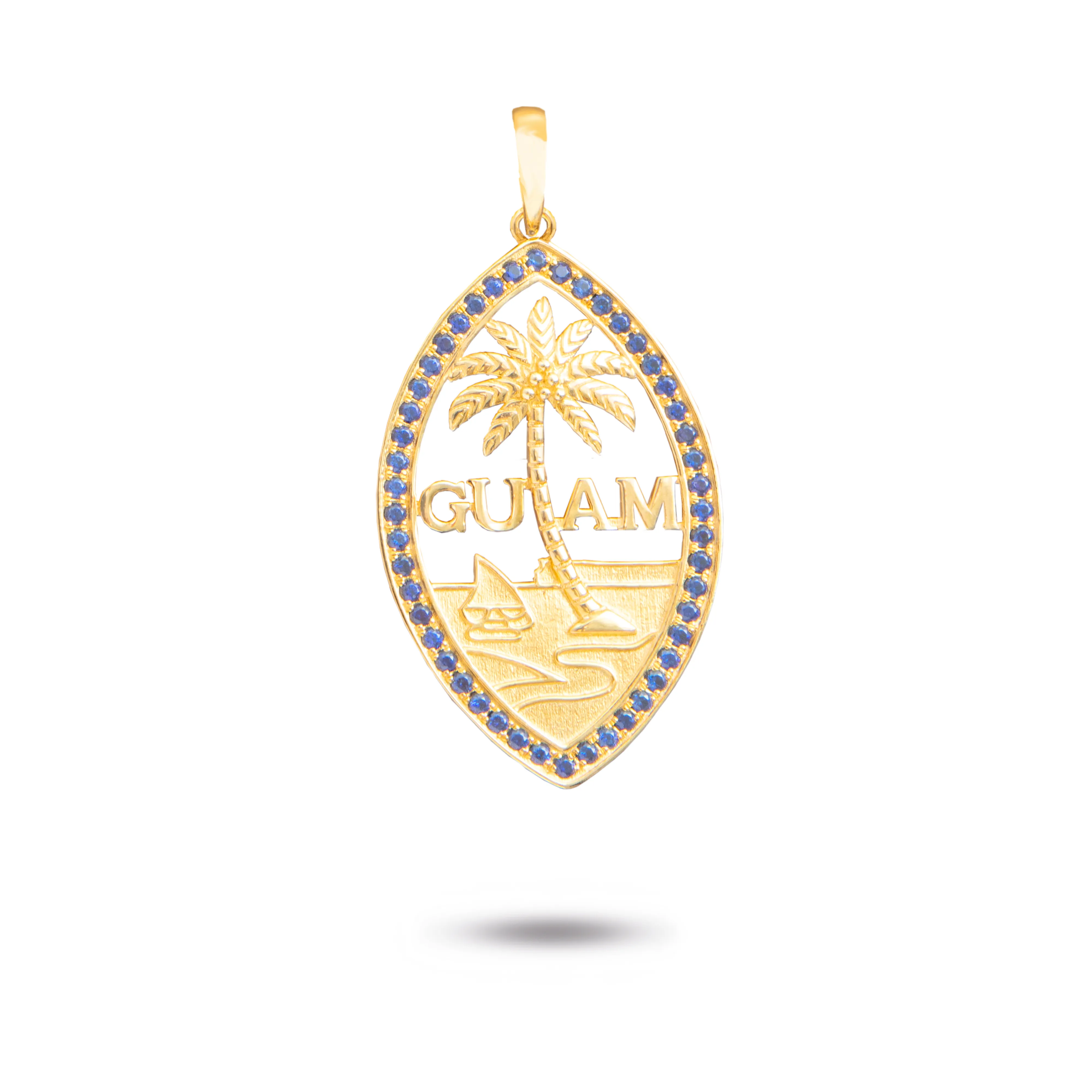 14K Yellow Gold Sapphire Guam Seal Pendant VINCE