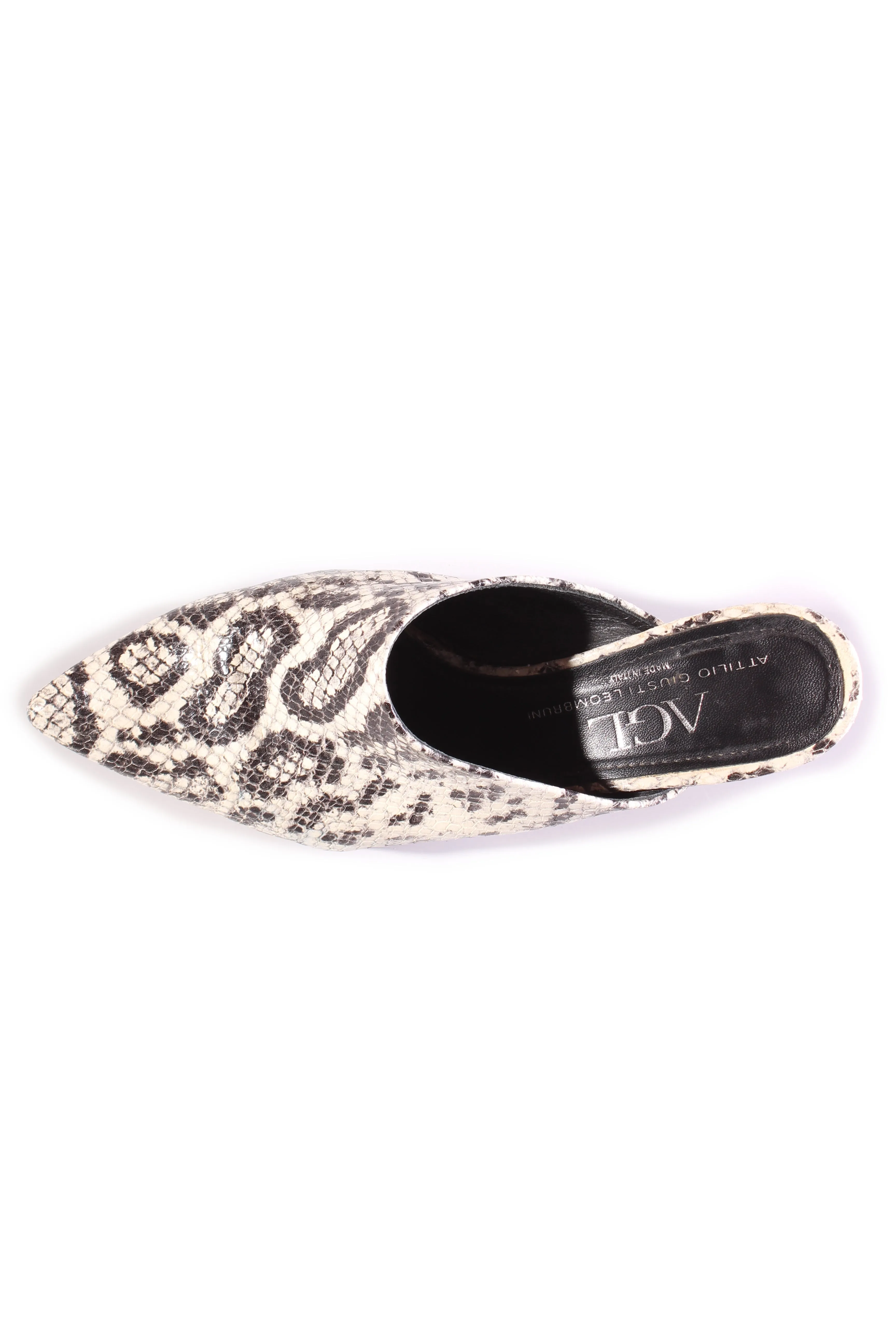 AGL (ITA) Snakeskin print leather kitten heel mules! 40