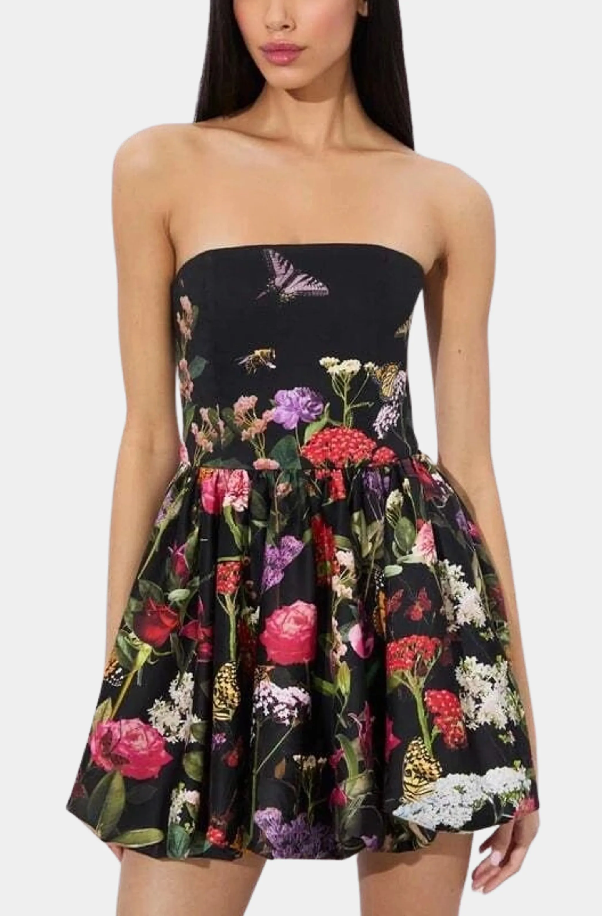 Asha Strapless Structured Bubble Hem Mini Dress