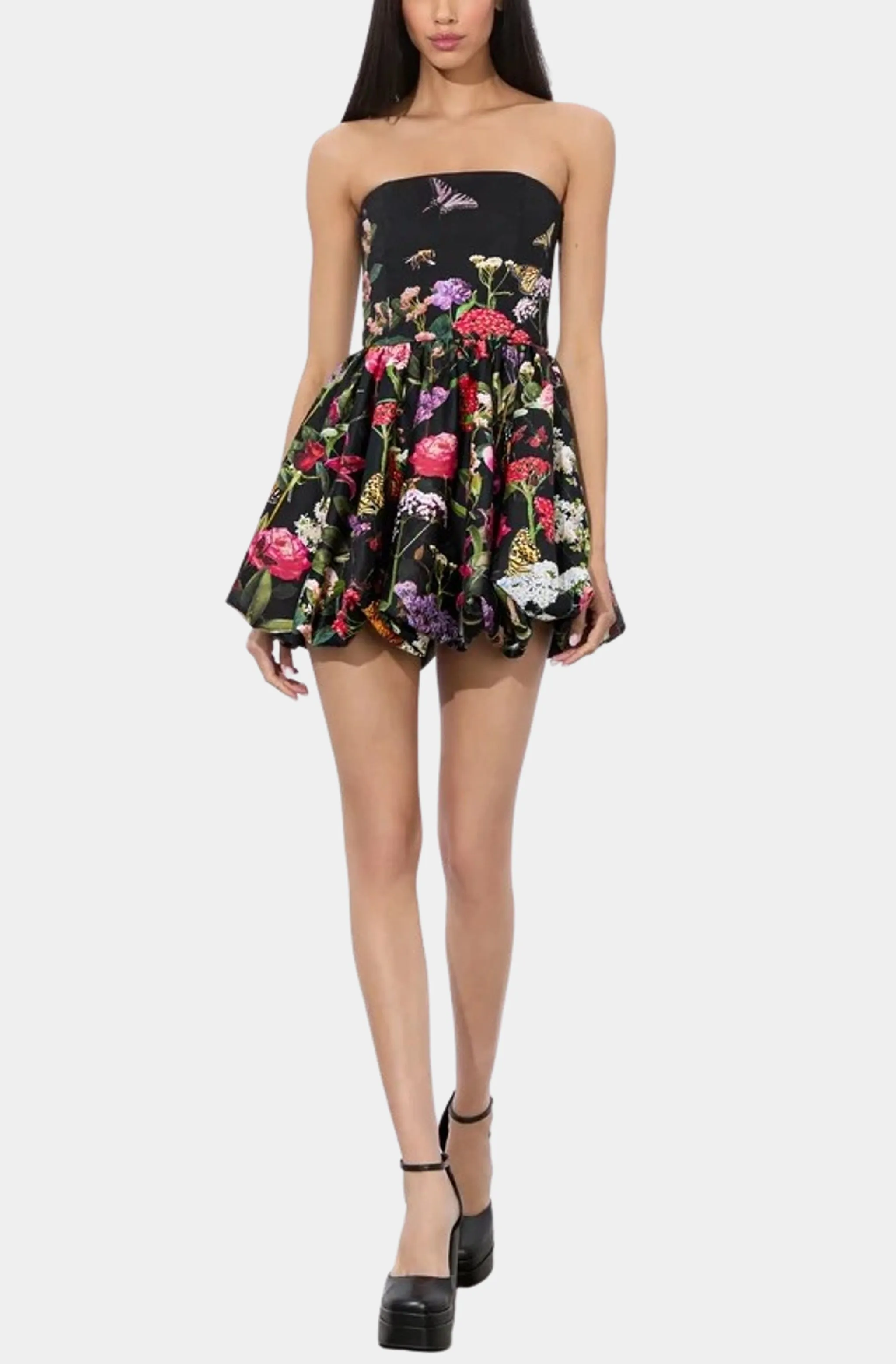 Asha Strapless Structured Bubble Hem Mini Dress