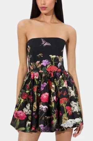 Asha Strapless Structured Bubble Hem Mini Dress