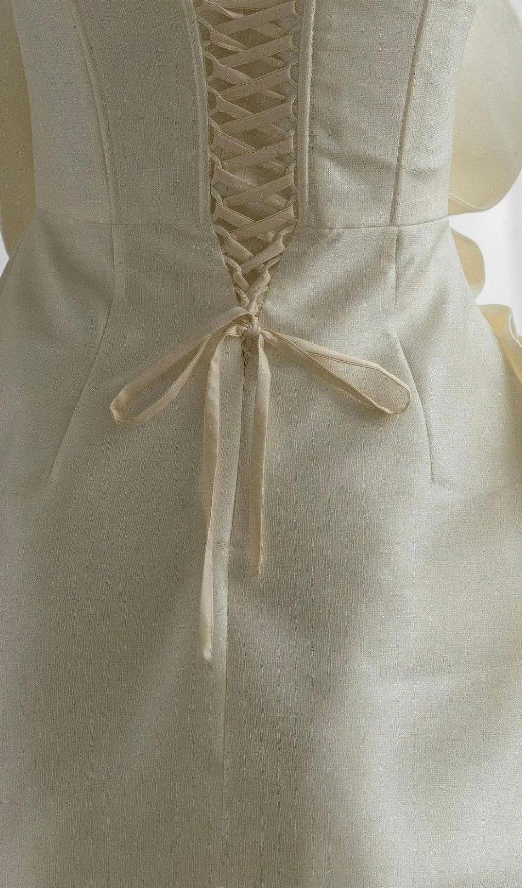 BEIGE FLOWER STRAPLESS BIND MINI DRESS Gloria Lanvin