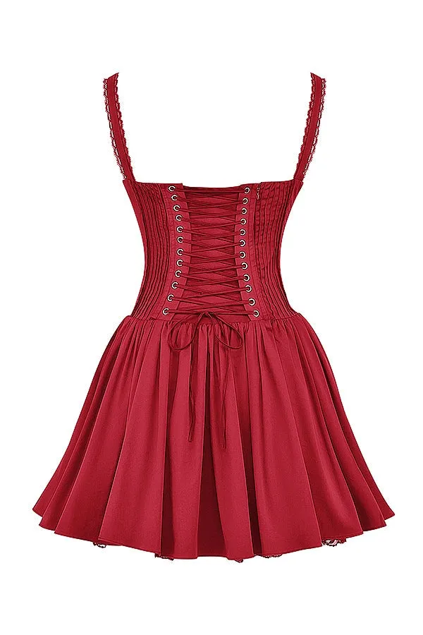 corset strap mini dress in red Gloria Lanvin