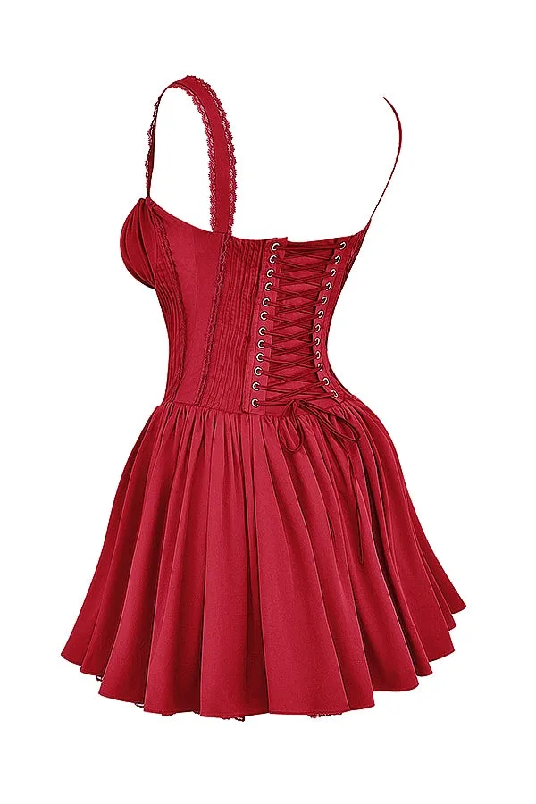 corset strap mini dress in red Gloria Lanvin