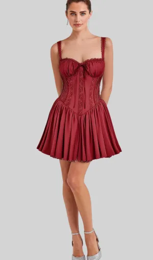 corset strap mini dress in red Gloria Lanvin