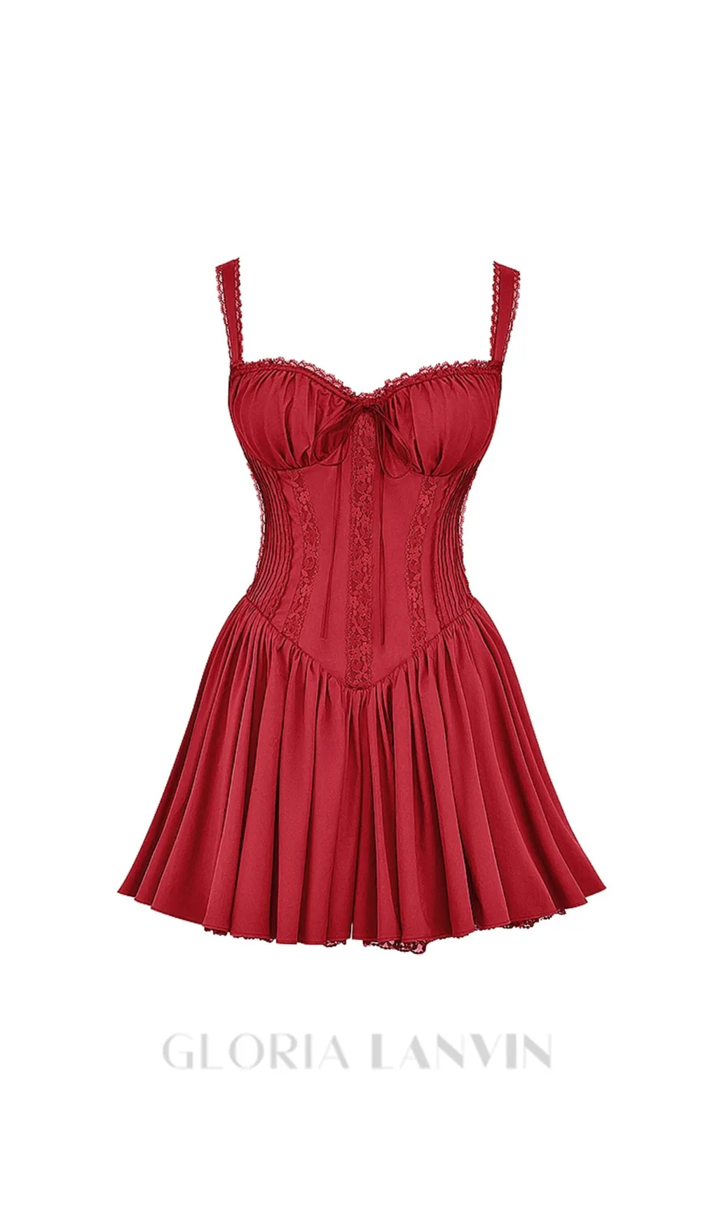corset strap mini dress in red Gloria Lanvin
