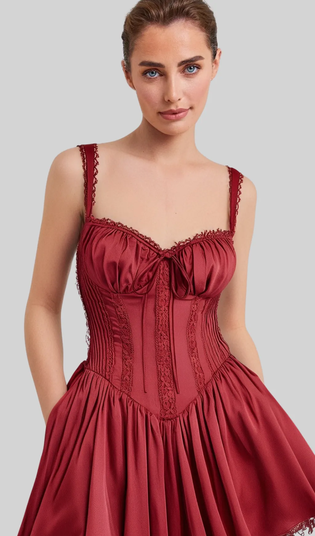corset strap mini dress in red Gloria Lanvin