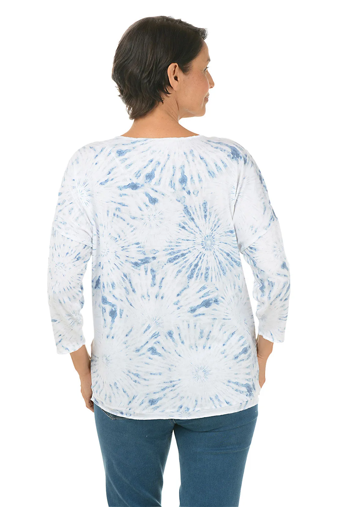 Denim Tie-Dye Knit Top