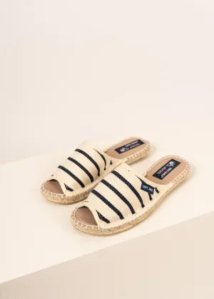 Espadrilles mules - en coton ray (ECRU/MARINE)