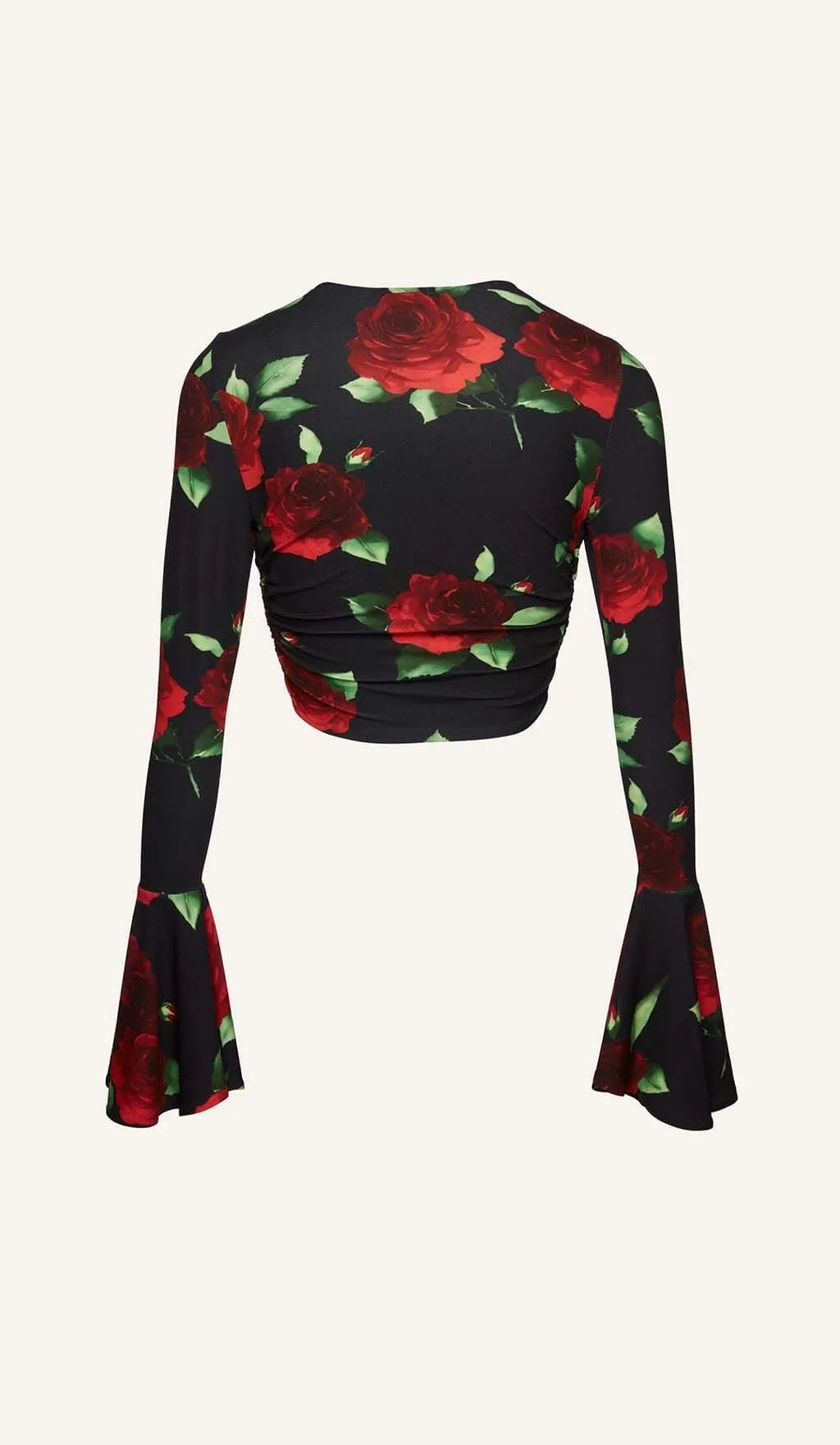 FLORAL-PRINT CROP TOP IN BLACK Gloria Lanvin