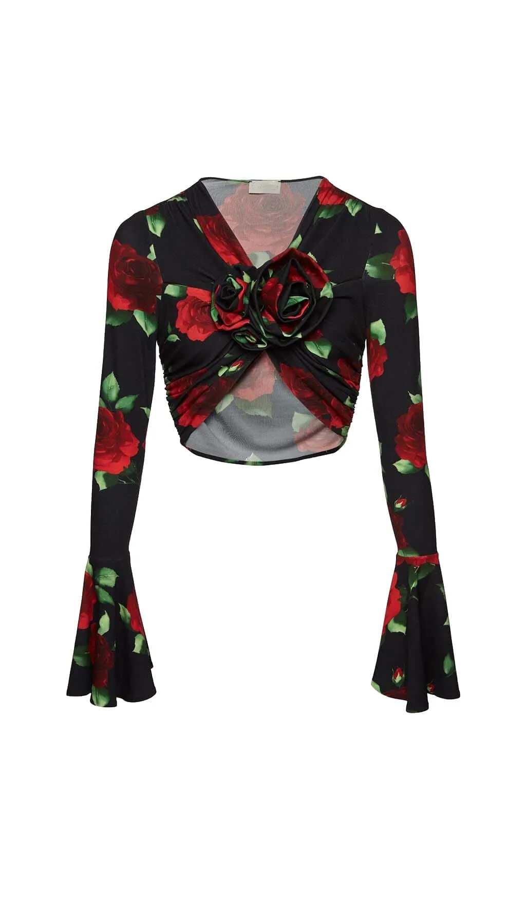 FLORAL-PRINT CROP TOP IN BLACK Gloria Lanvin