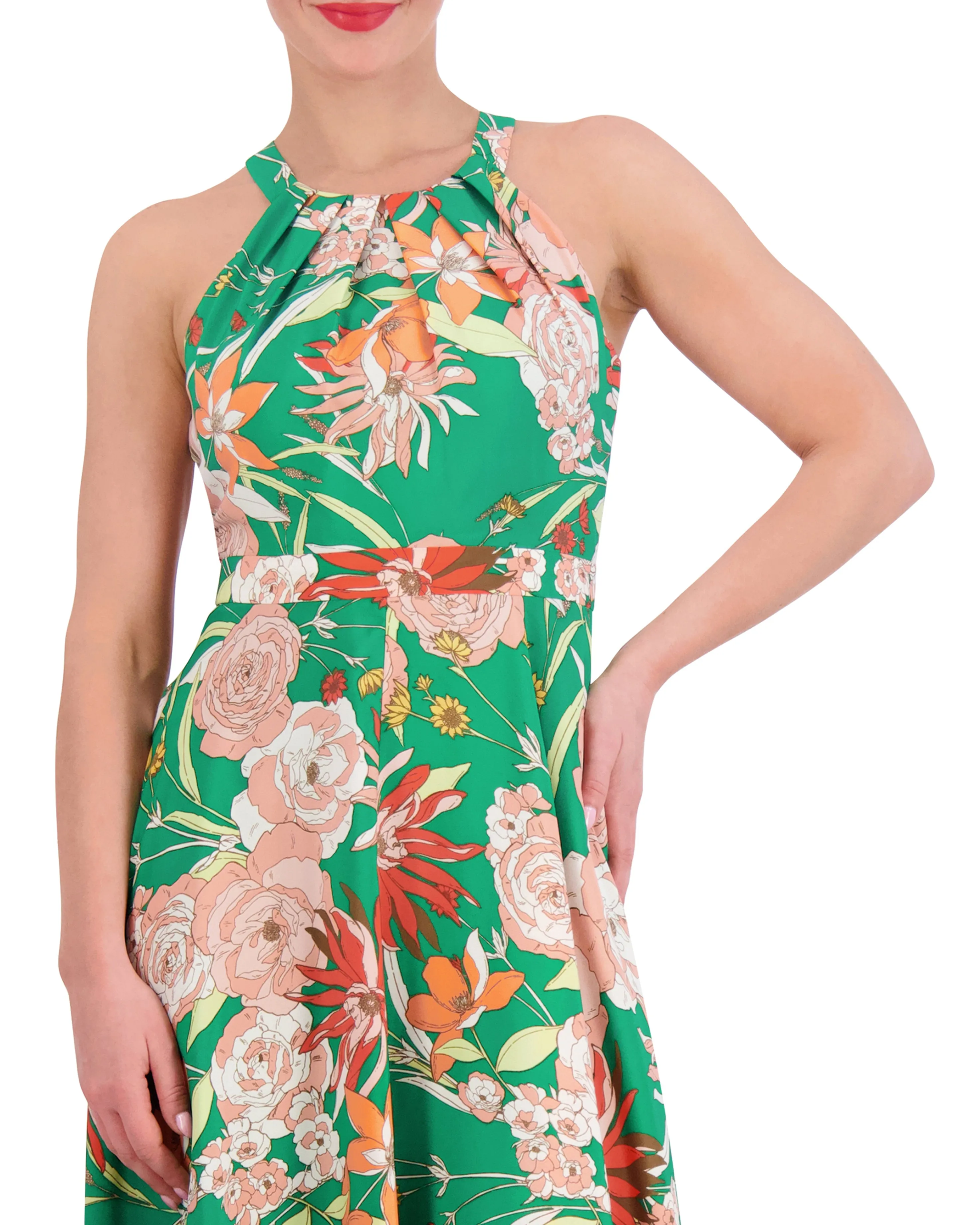 Floral-Print Handkerchief-Hem Dress