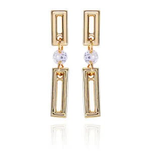 Goldtone Clear Glass Stone Dainty Drop Earrings