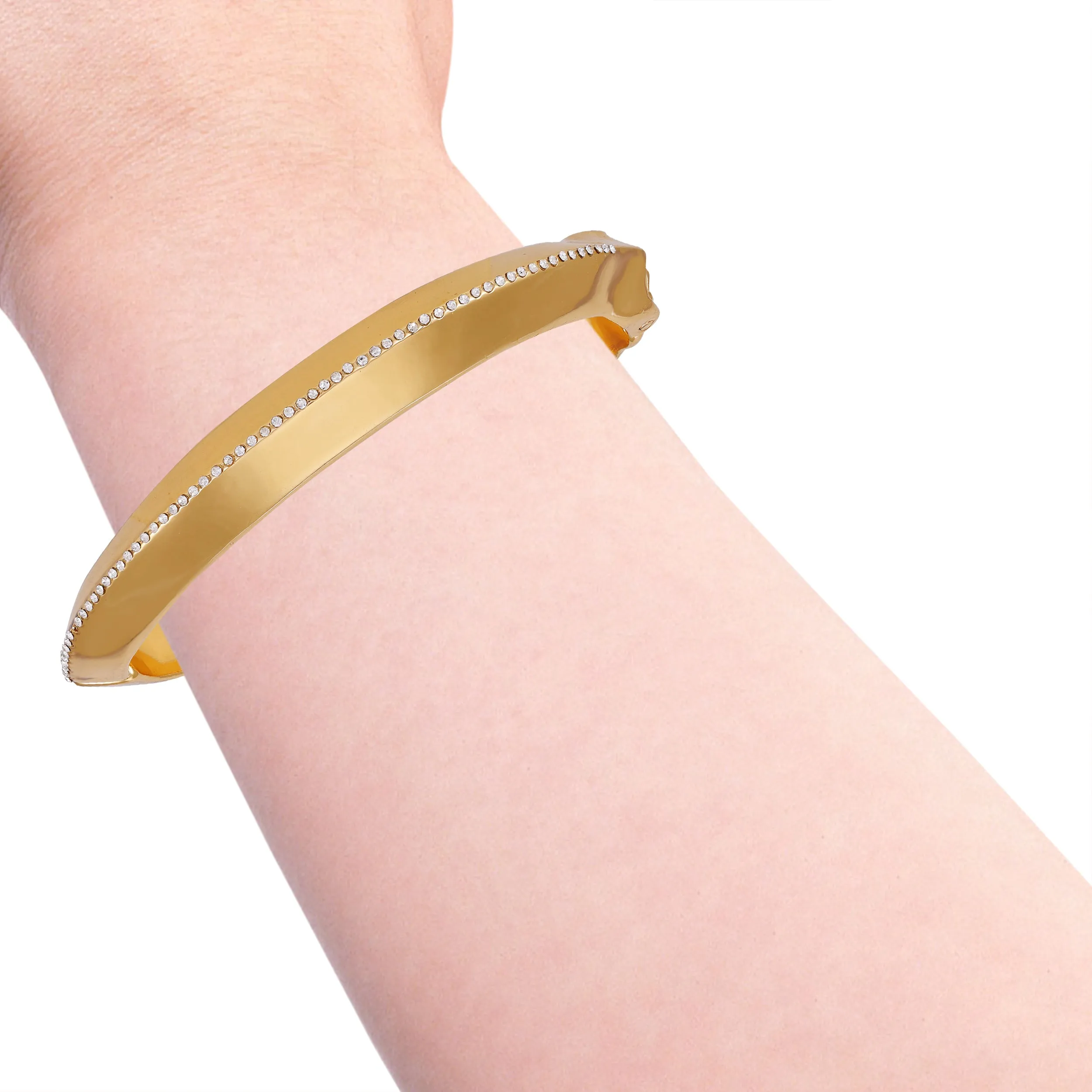 Goldtone Crystal Stone Hinge Bracelet