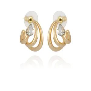 Goldtone Crystal Stone Small Hoop Earring