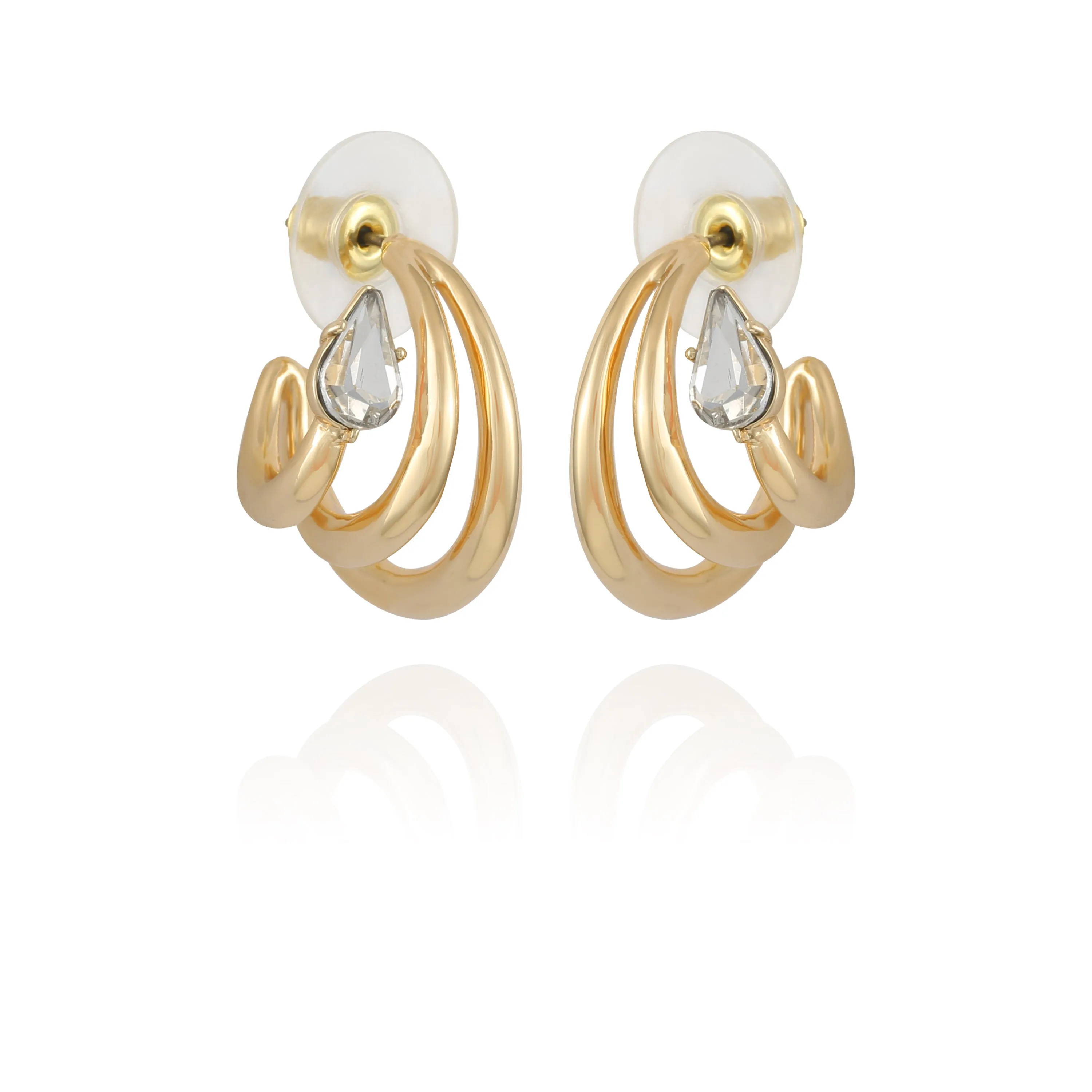 Goldtone Crystal Stone Small Hoop Earring