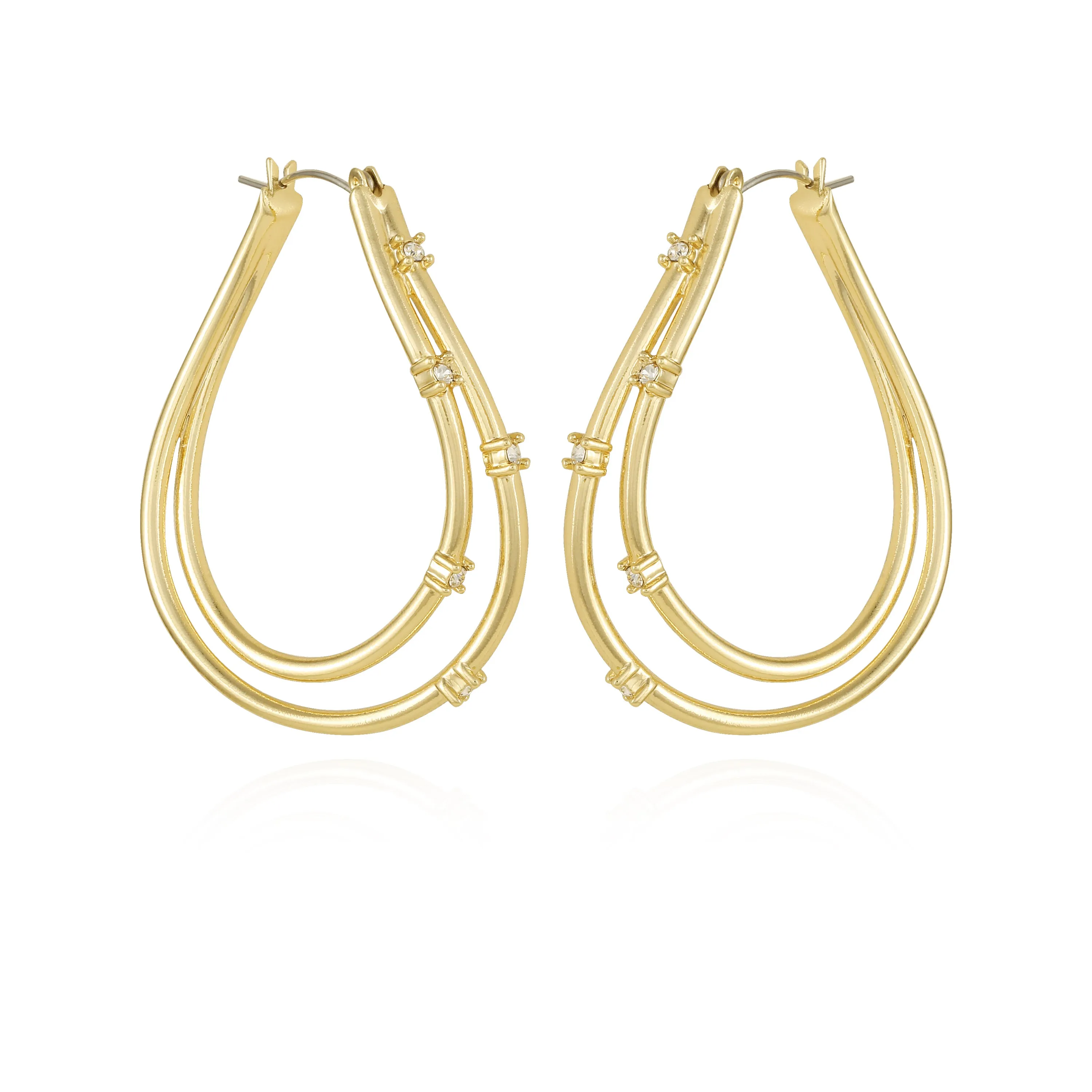 Goldtone Double Oval Hoop Earrings