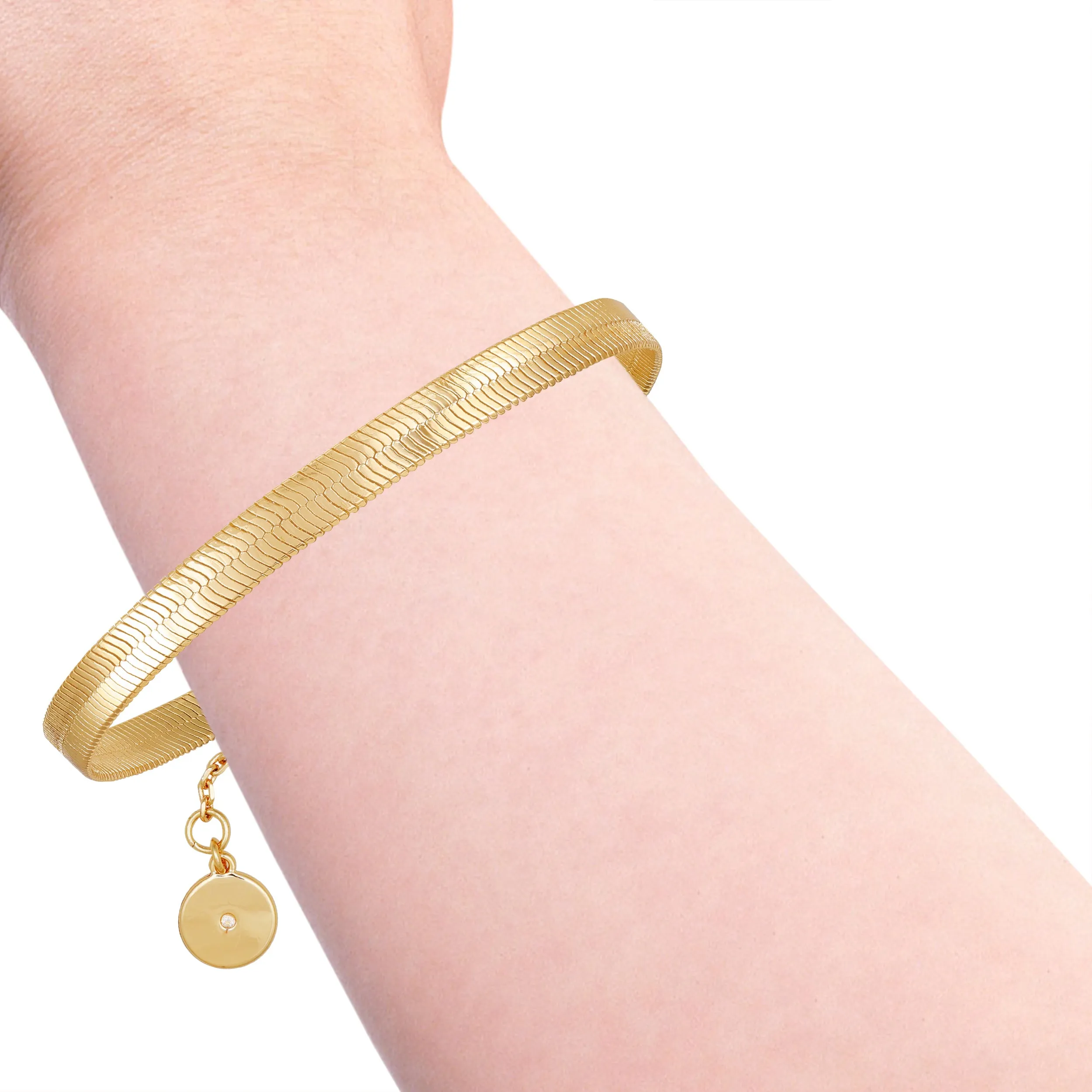 Goldtone Herringbone Chain Bracelet