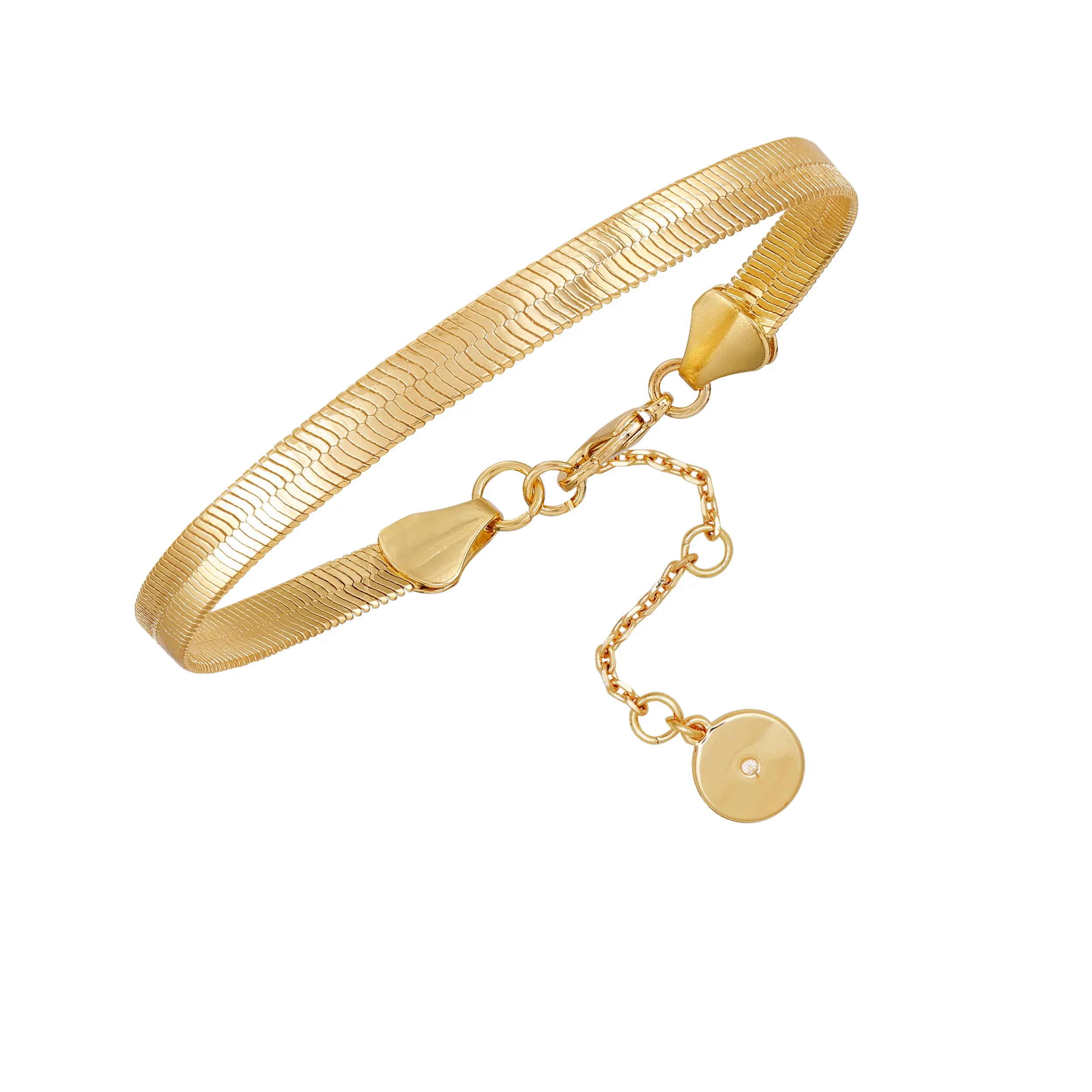 Goldtone Herringbone Chain Bracelet