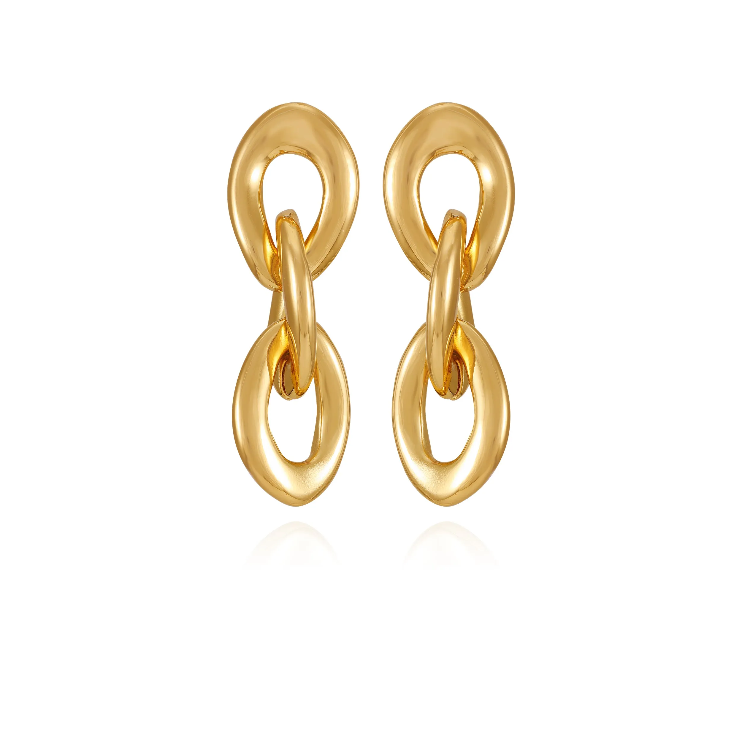 Goldtone Interlocked Link Drop Earrings