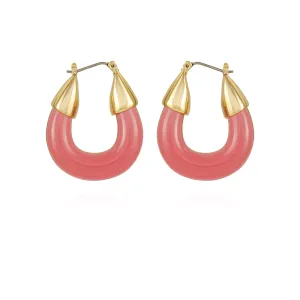 Goldtone Pink Candy Hoop Earrings