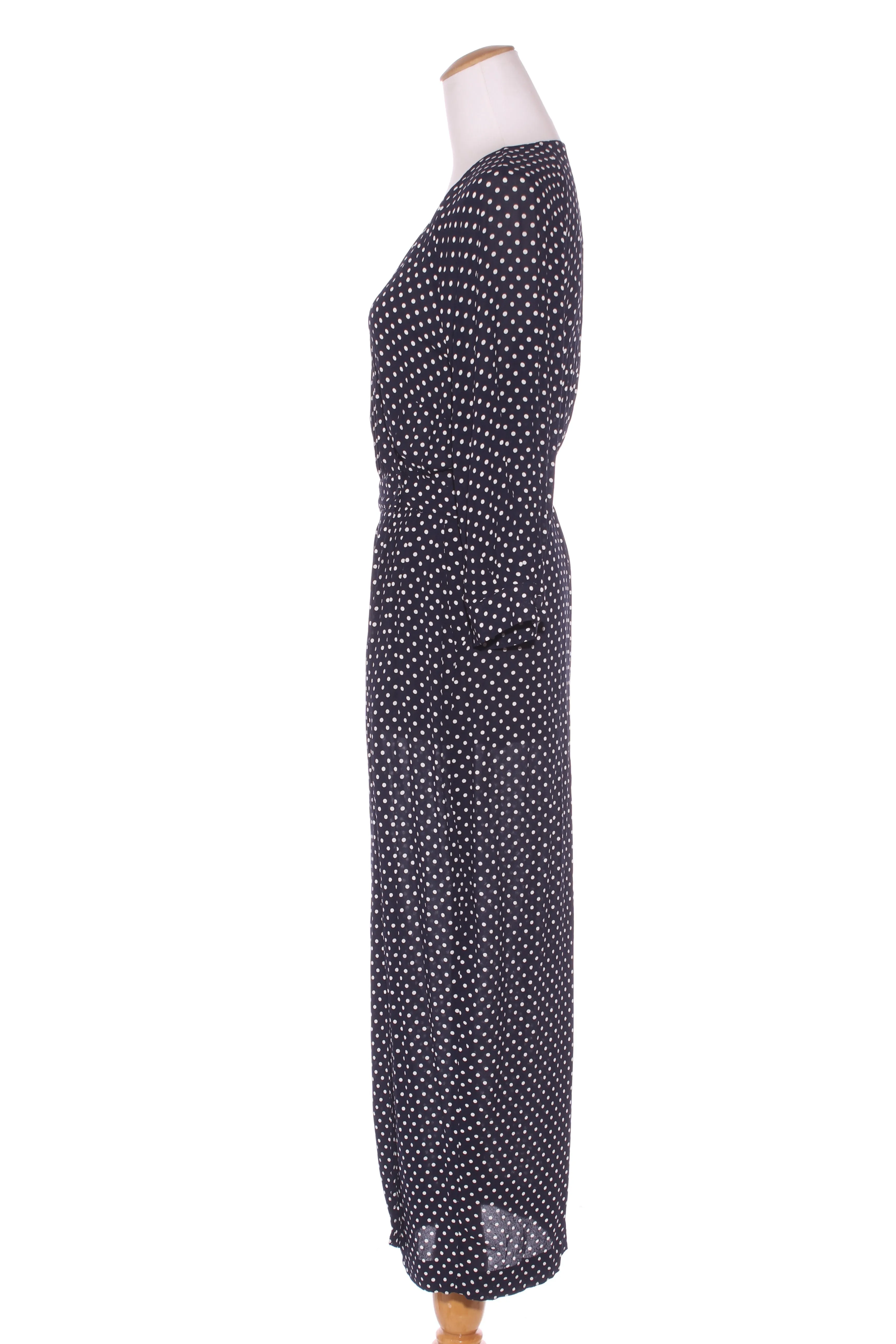 ISAAC   LULU (NZ) "Infinity" navy polka dot wrap dress! 10