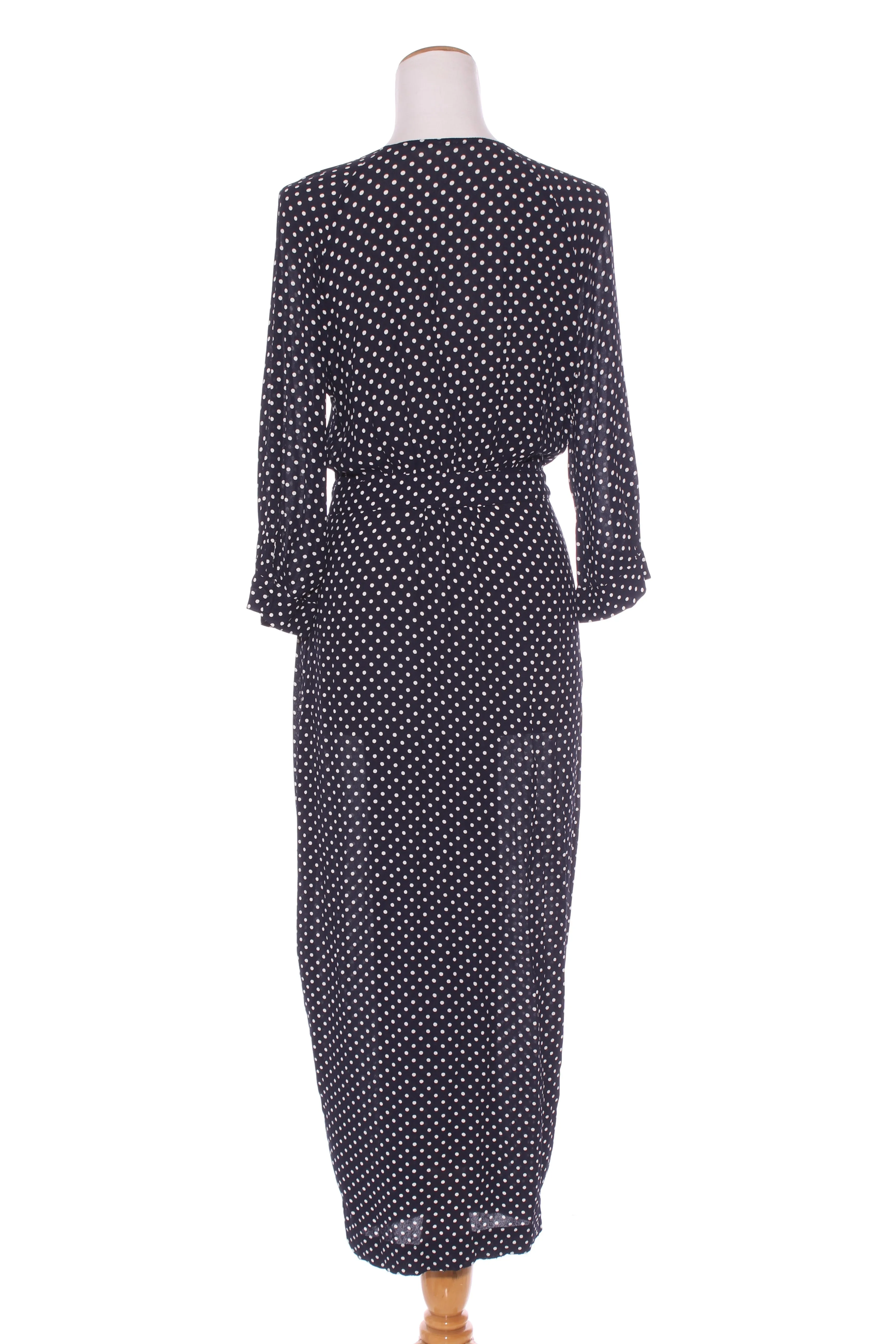 ISAAC   LULU (NZ) "Infinity" navy polka dot wrap dress! 10