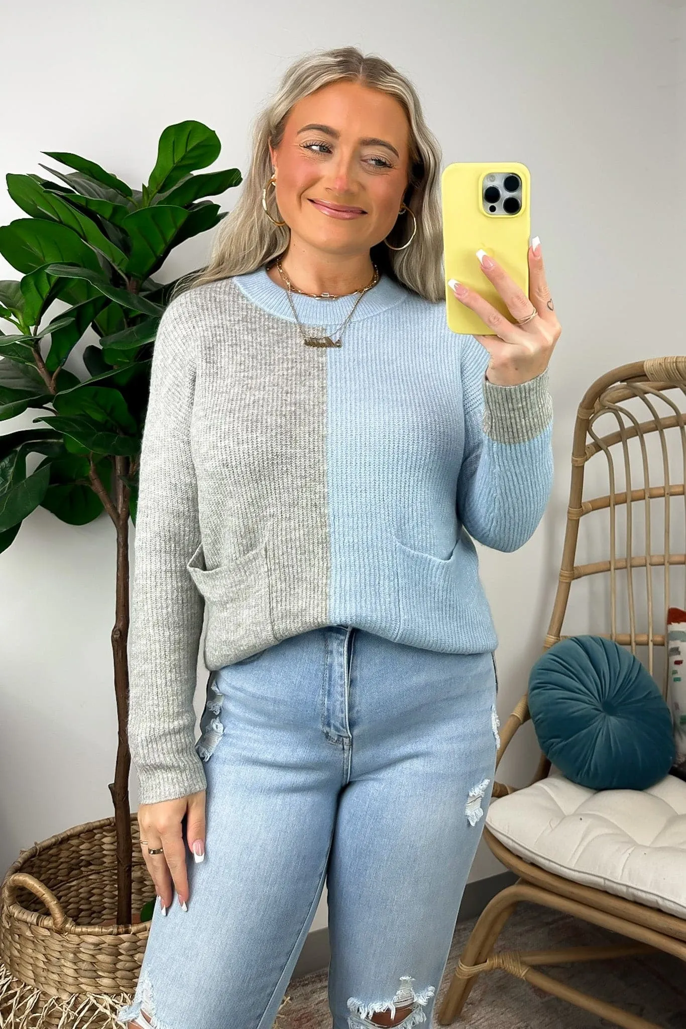 Jazara Color Block Pocket Knit Top - FINAL SALE