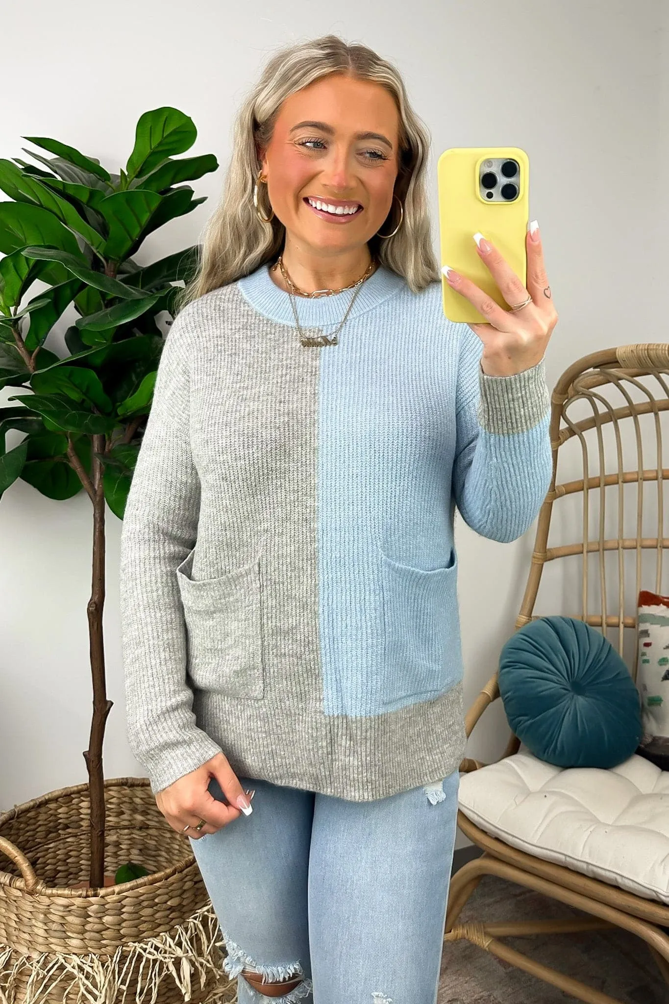 Jazara Color Block Pocket Knit Top - FINAL SALE