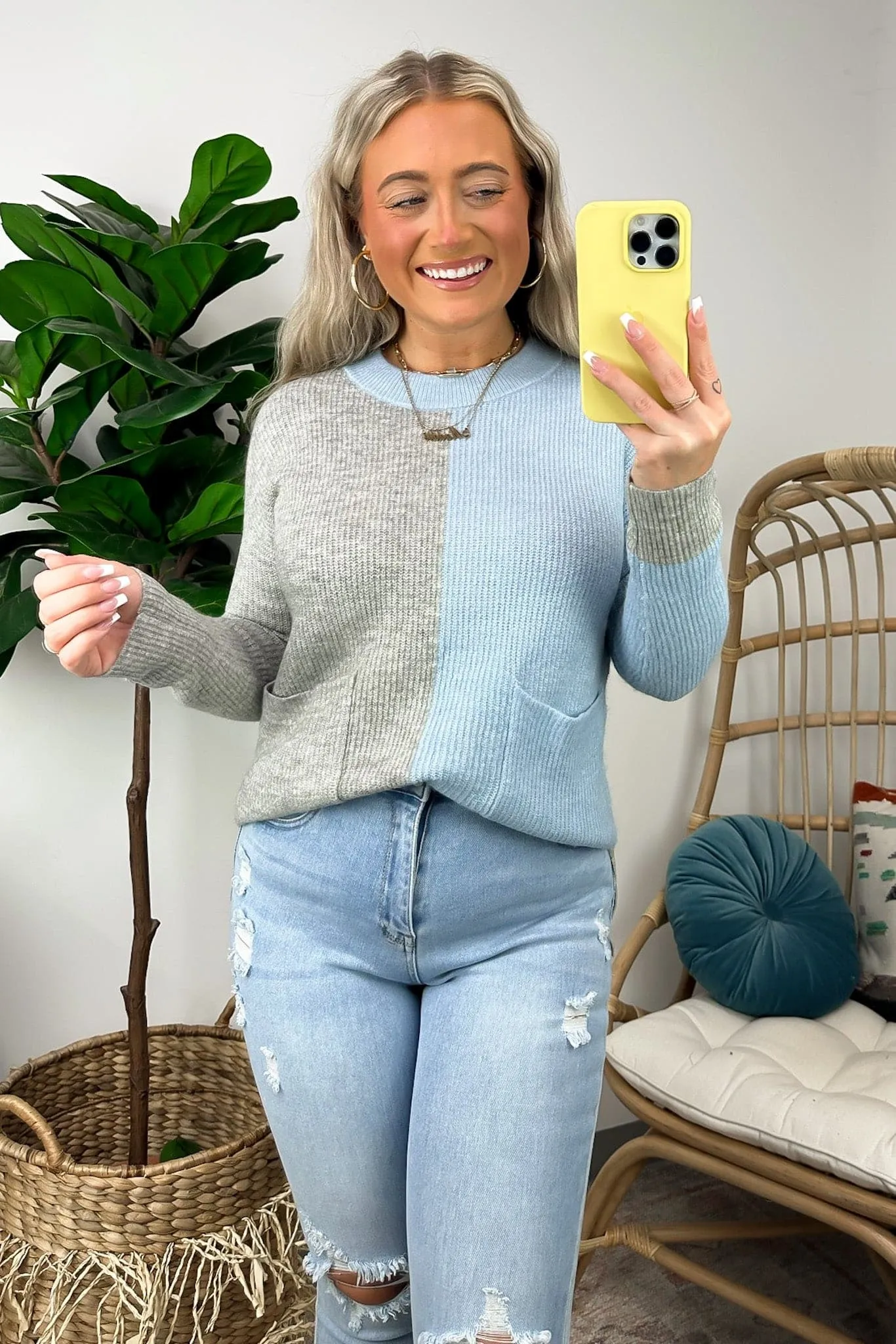 Jazara Color Block Pocket Knit Top - FINAL SALE