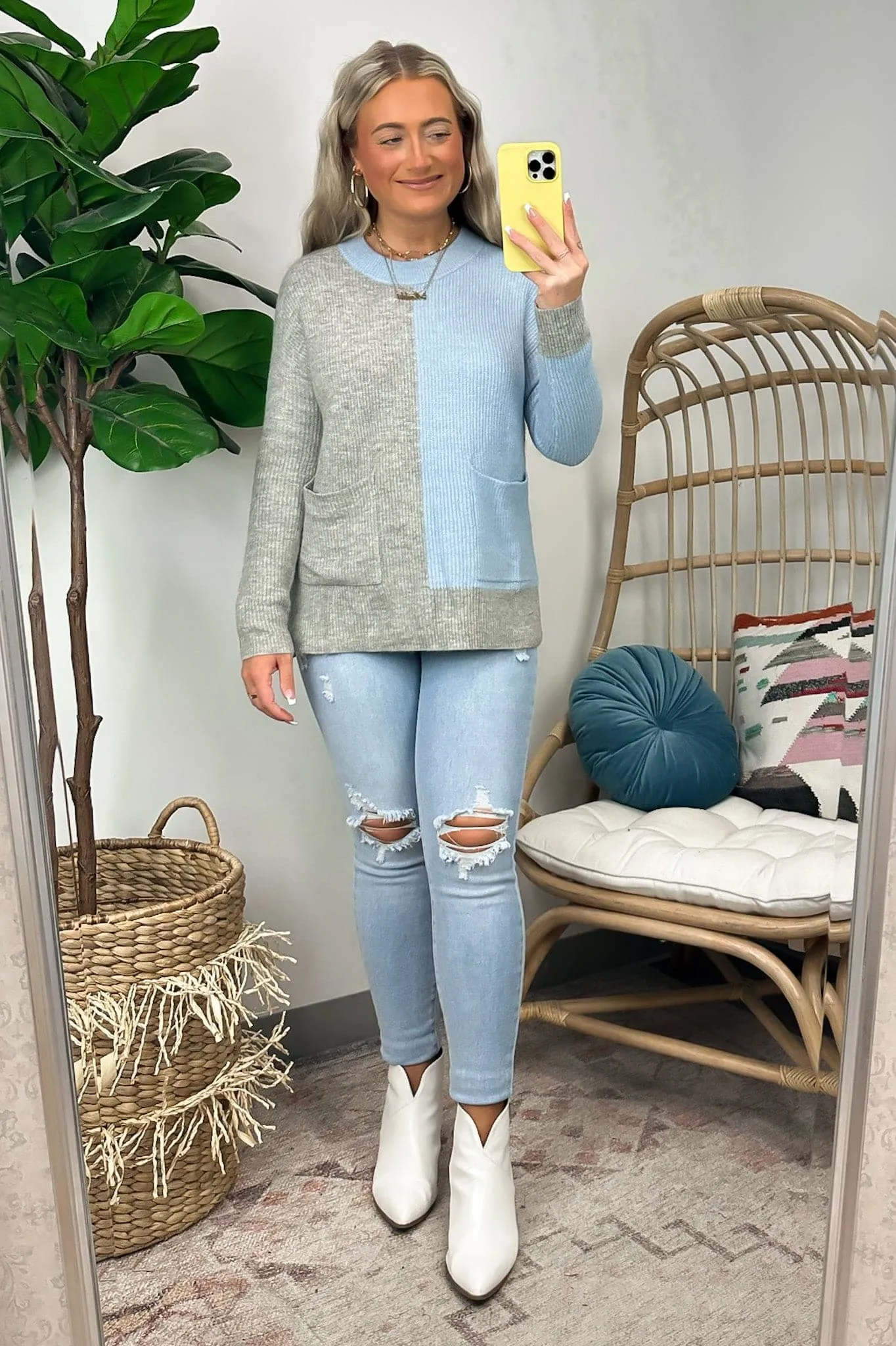 Jazara Color Block Pocket Knit Top - FINAL SALE