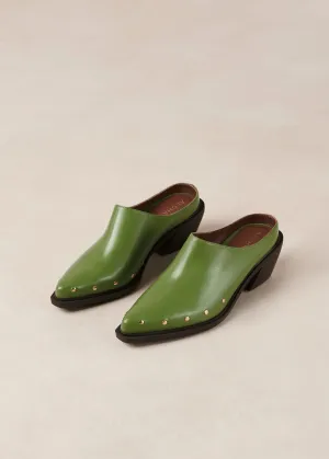 Lorenzo Evergreen Leather Mules
