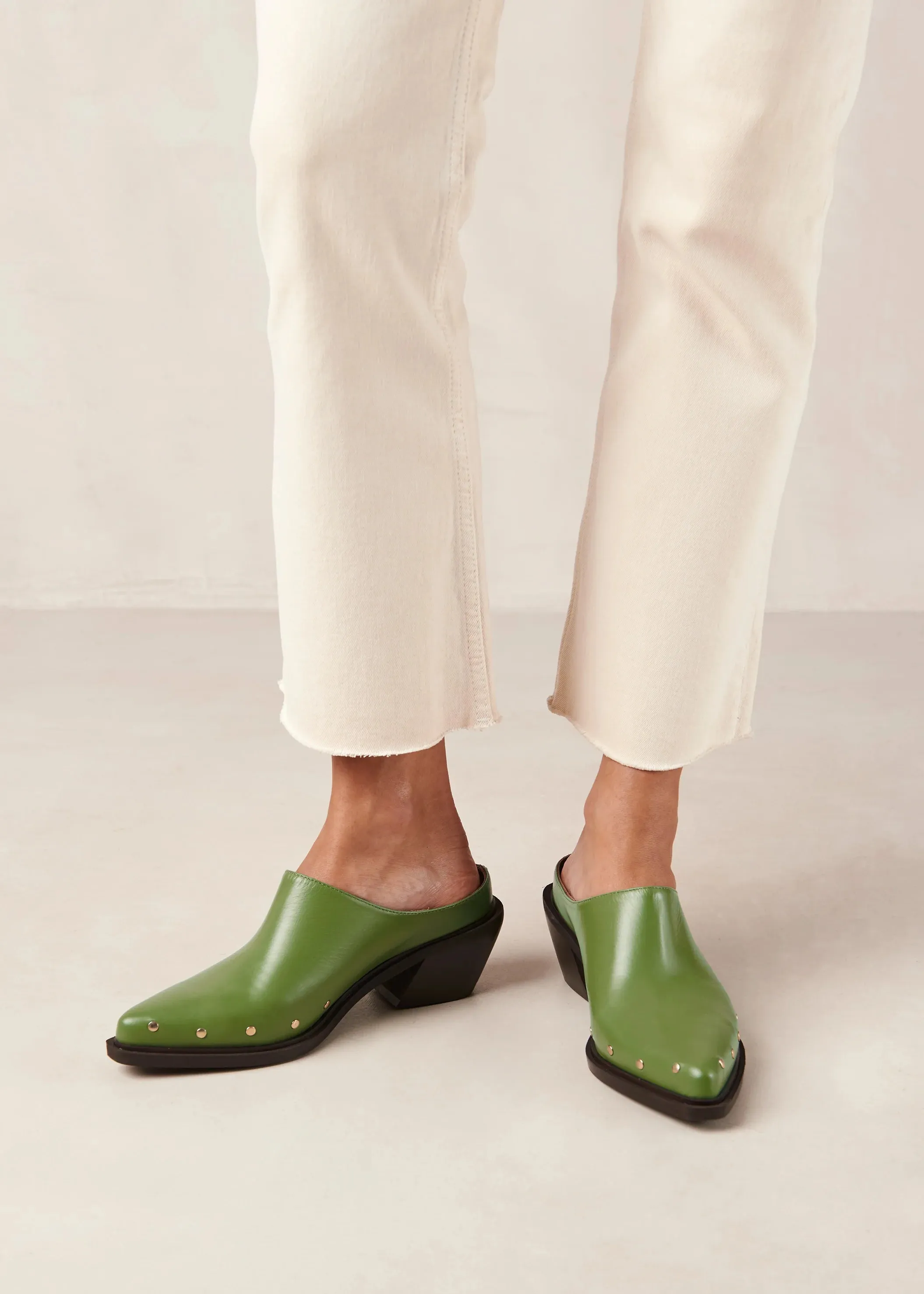 Lorenzo Evergreen Leather Mules