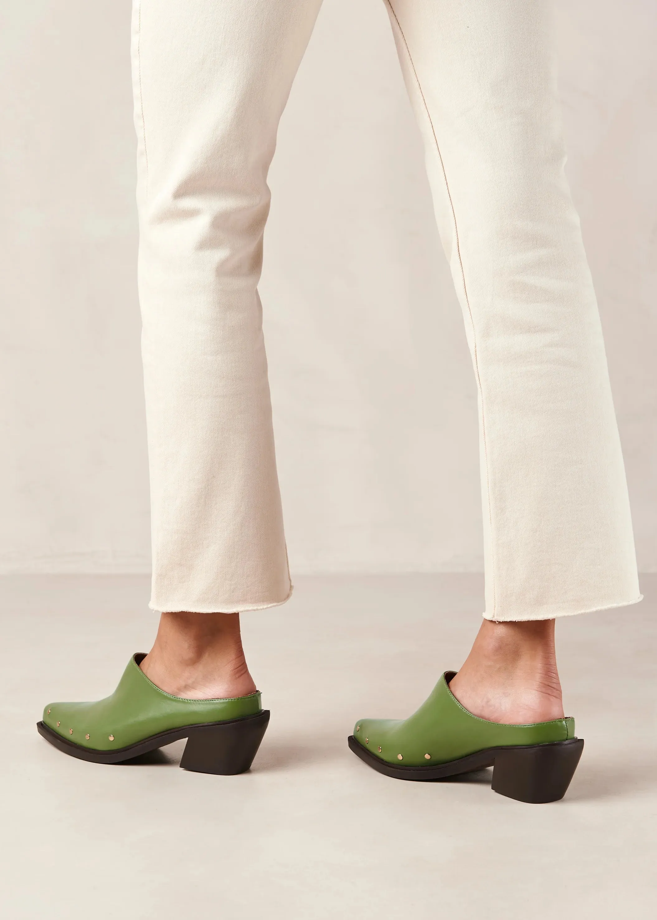 Lorenzo Evergreen Leather Mules