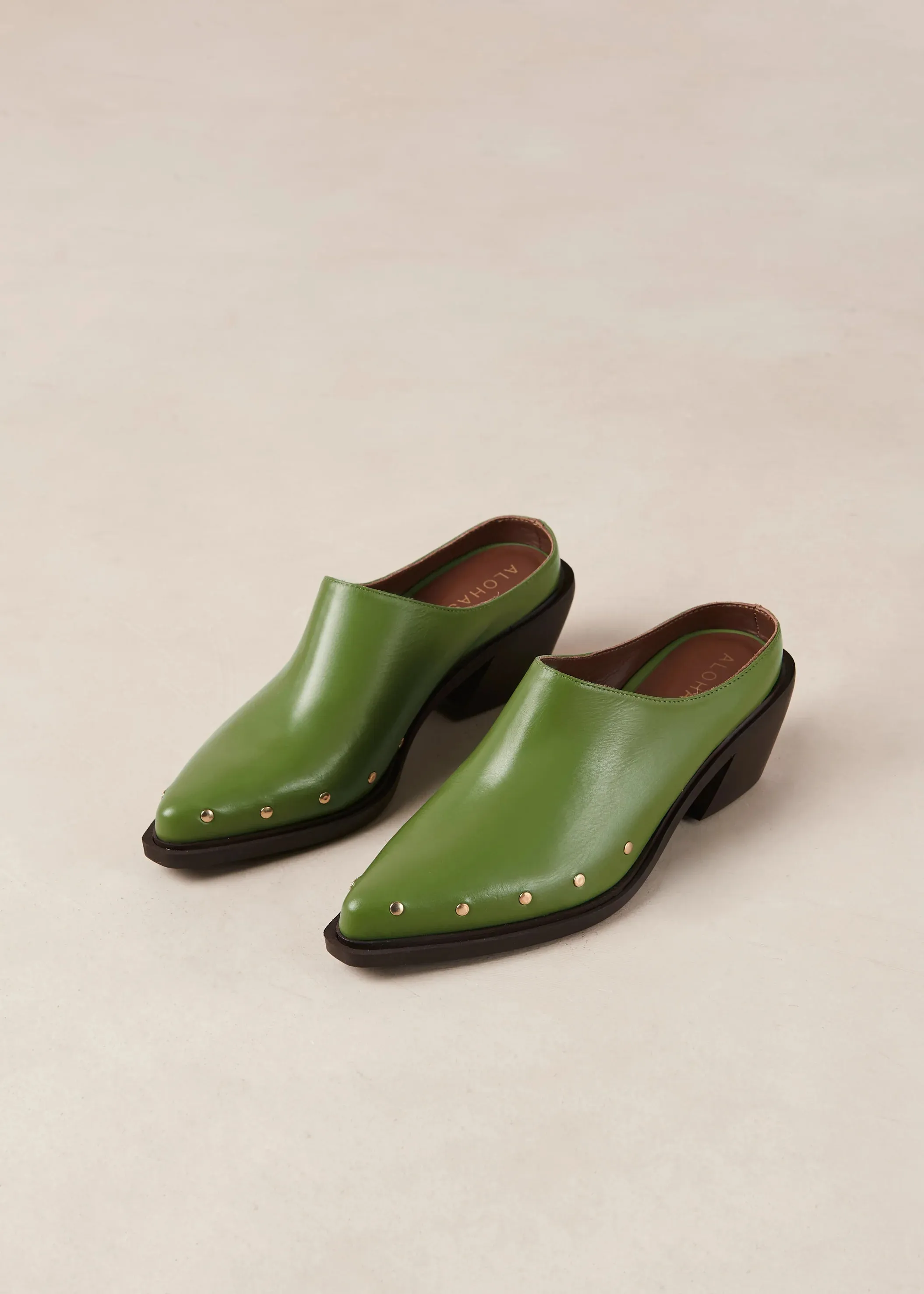 Lorenzo Evergreen Leather Mules
