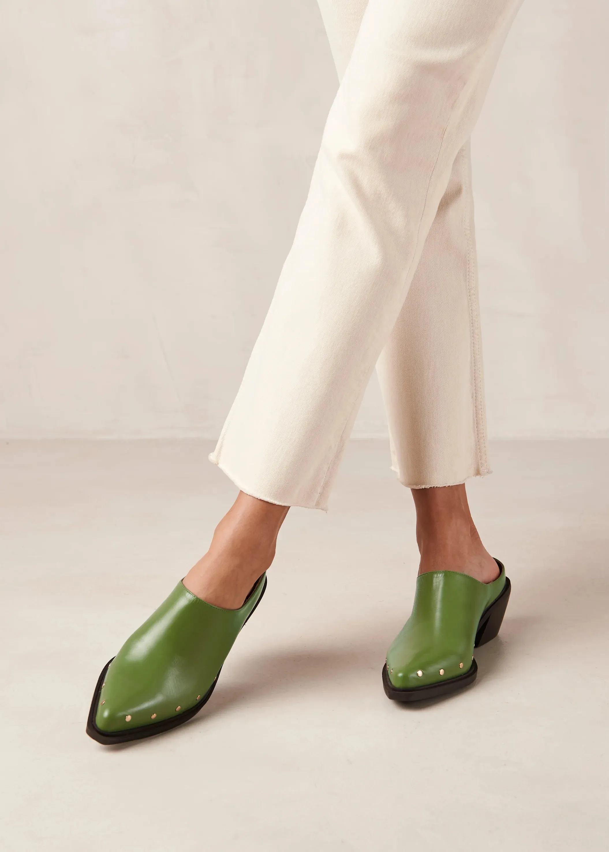 Lorenzo Evergreen Leather Mules