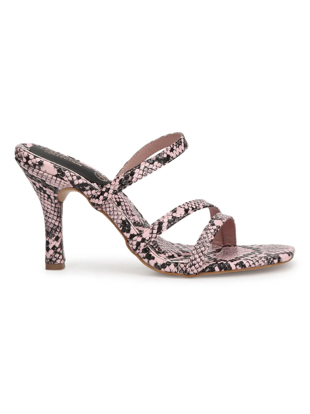 Nude PU Snake Pattern Strappy Stilettos