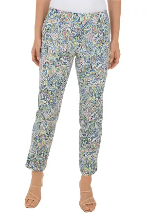 Petite Coral Paisley Pull-On Ankle Pant