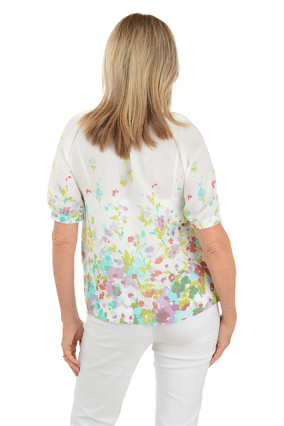 Petite Floral Fields Short Sleeve Blouse