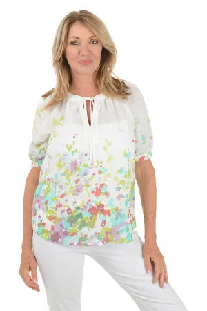 Petite Floral Fields Short Sleeve Blouse