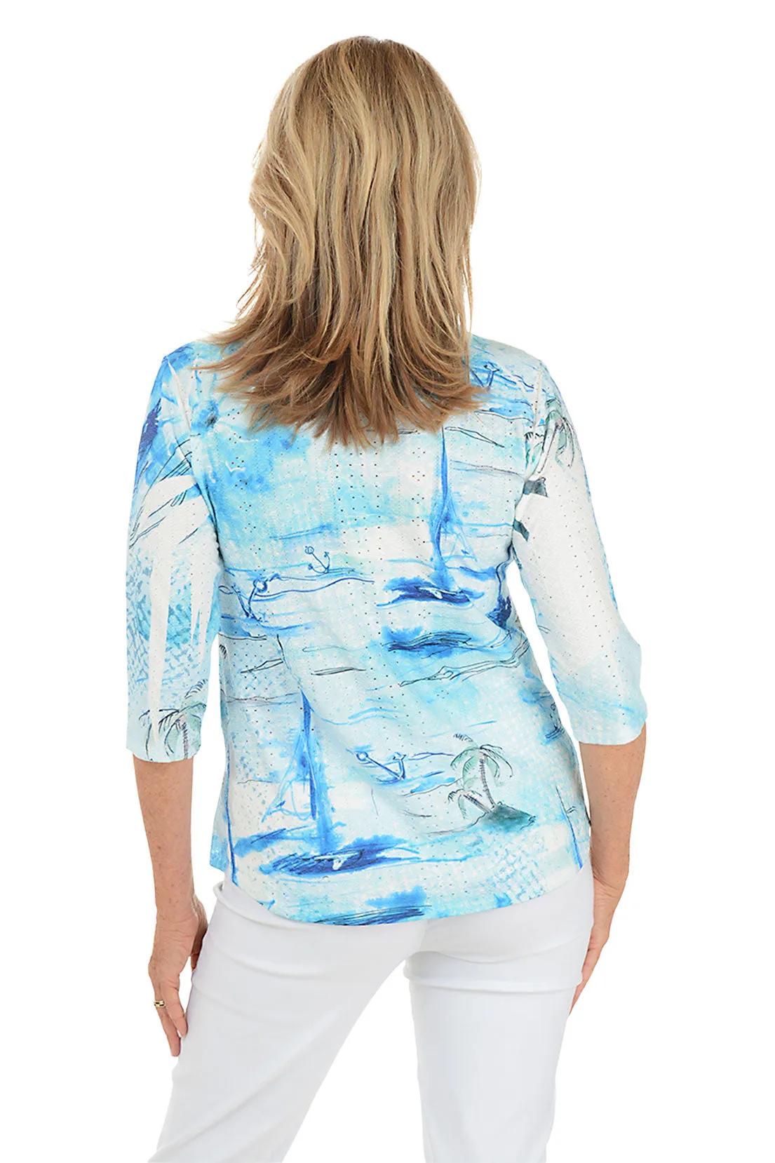 Petite Sea Boardwalk High-Low Eyelet Top