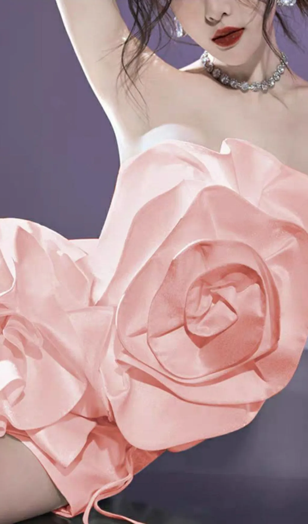 PINK FLOWER STRAPLESS BIND MINI DRESS Gloria Lanvin