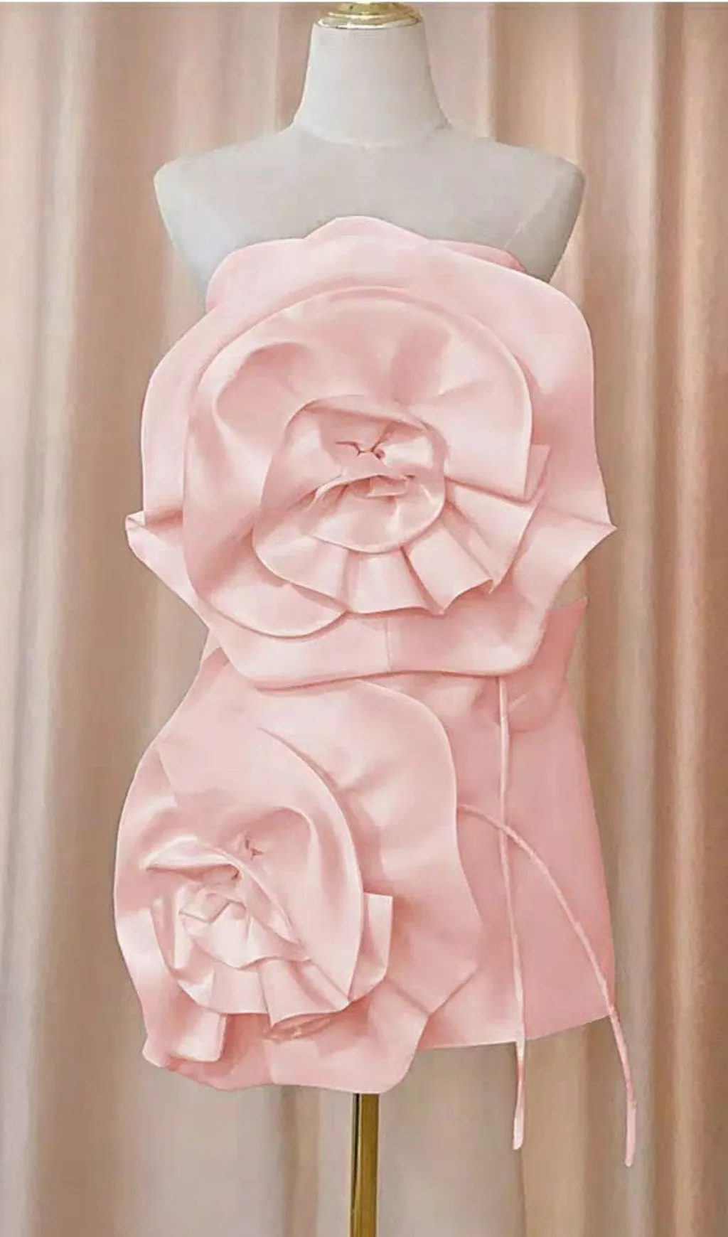 PINK FLOWER STRAPLESS BIND MINI DRESS Gloria Lanvin
