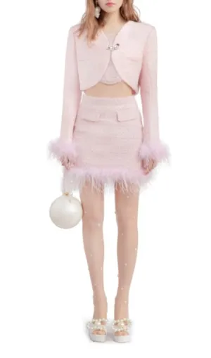 PINK SIREN CALL FEATHER TWEED SET Gloria Lanvin
