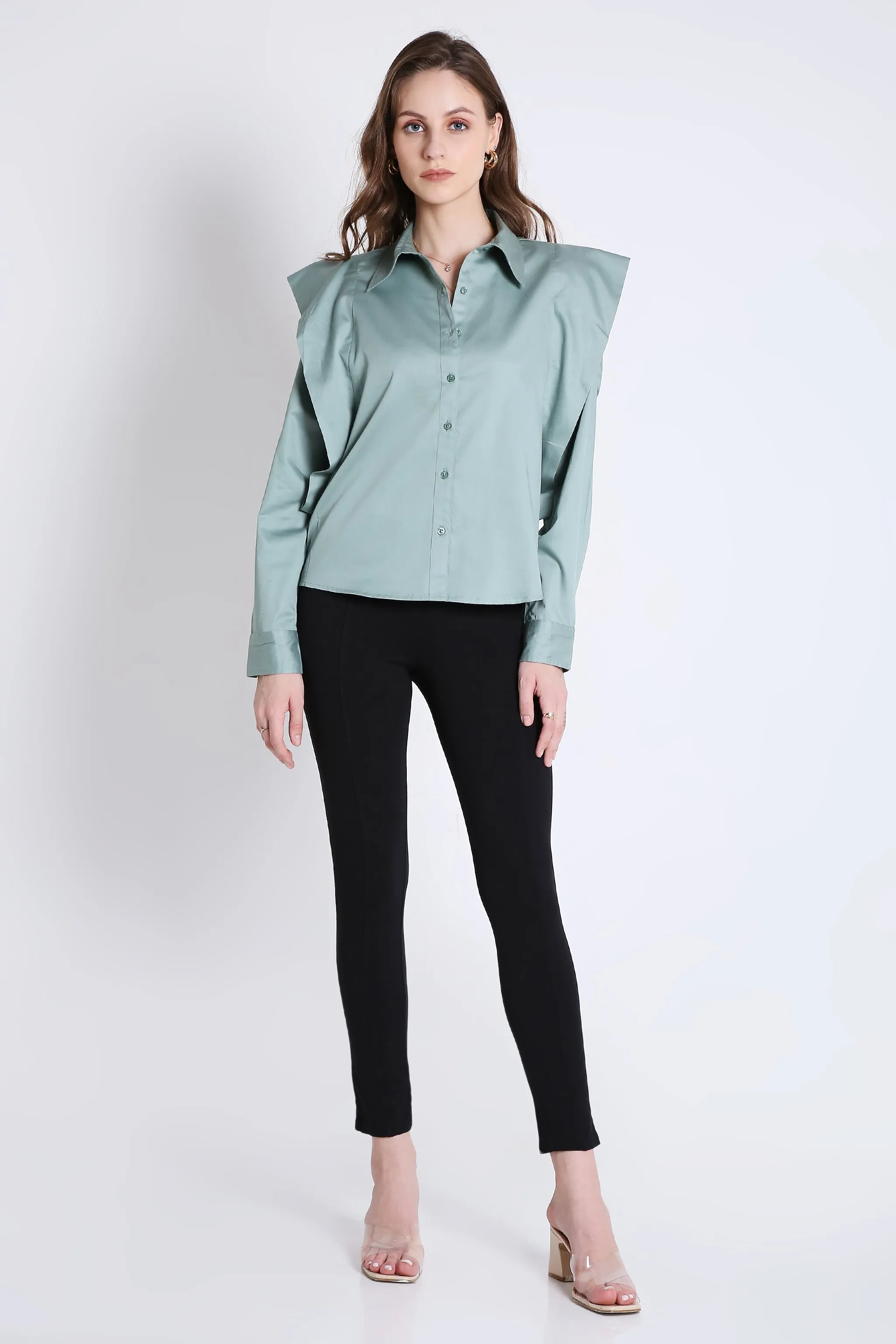 Power Shoulder Green Shirt French Theory