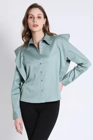 Power Shoulder Green Shirt French Theory