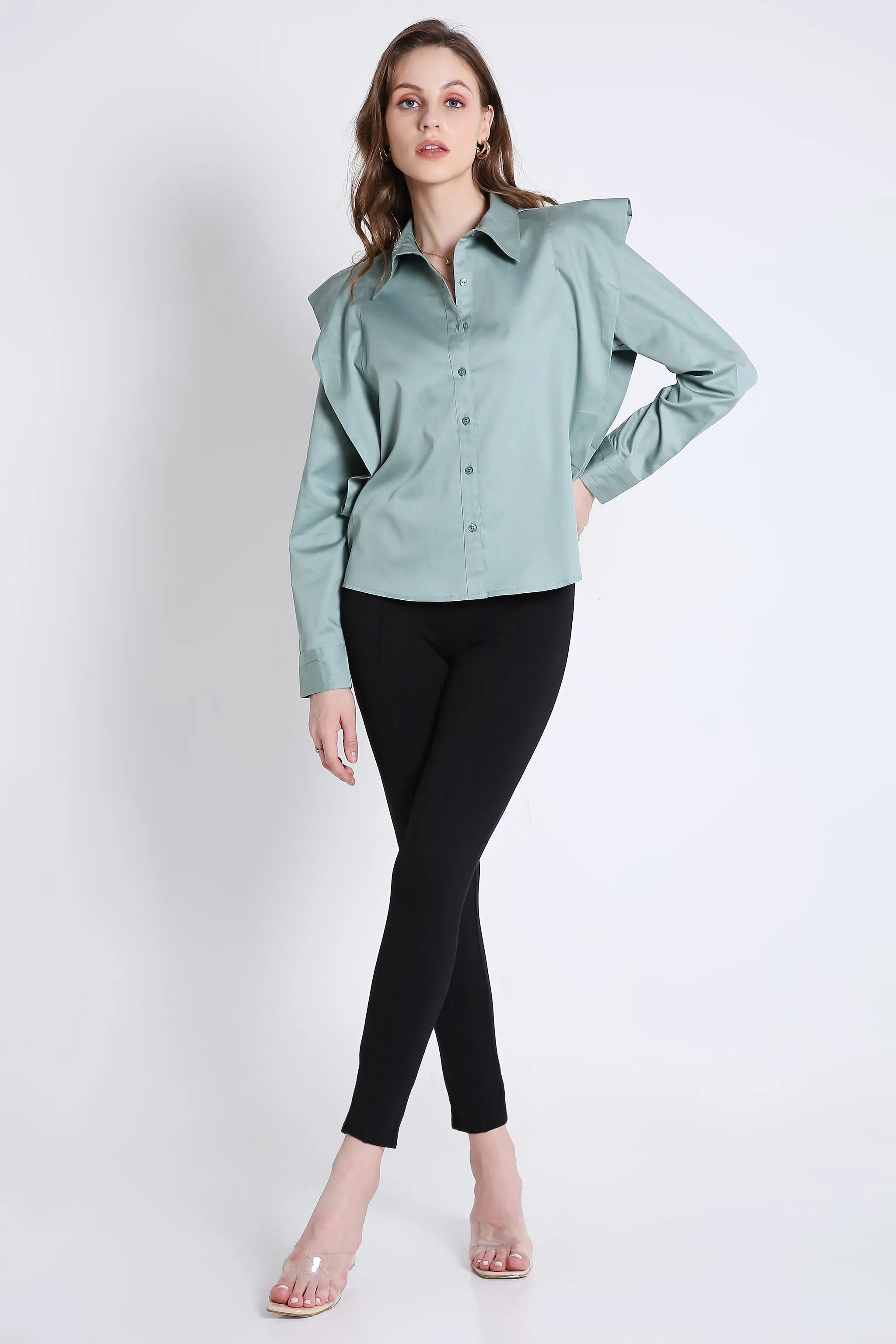 Power Shoulder Green Shirt French Theory