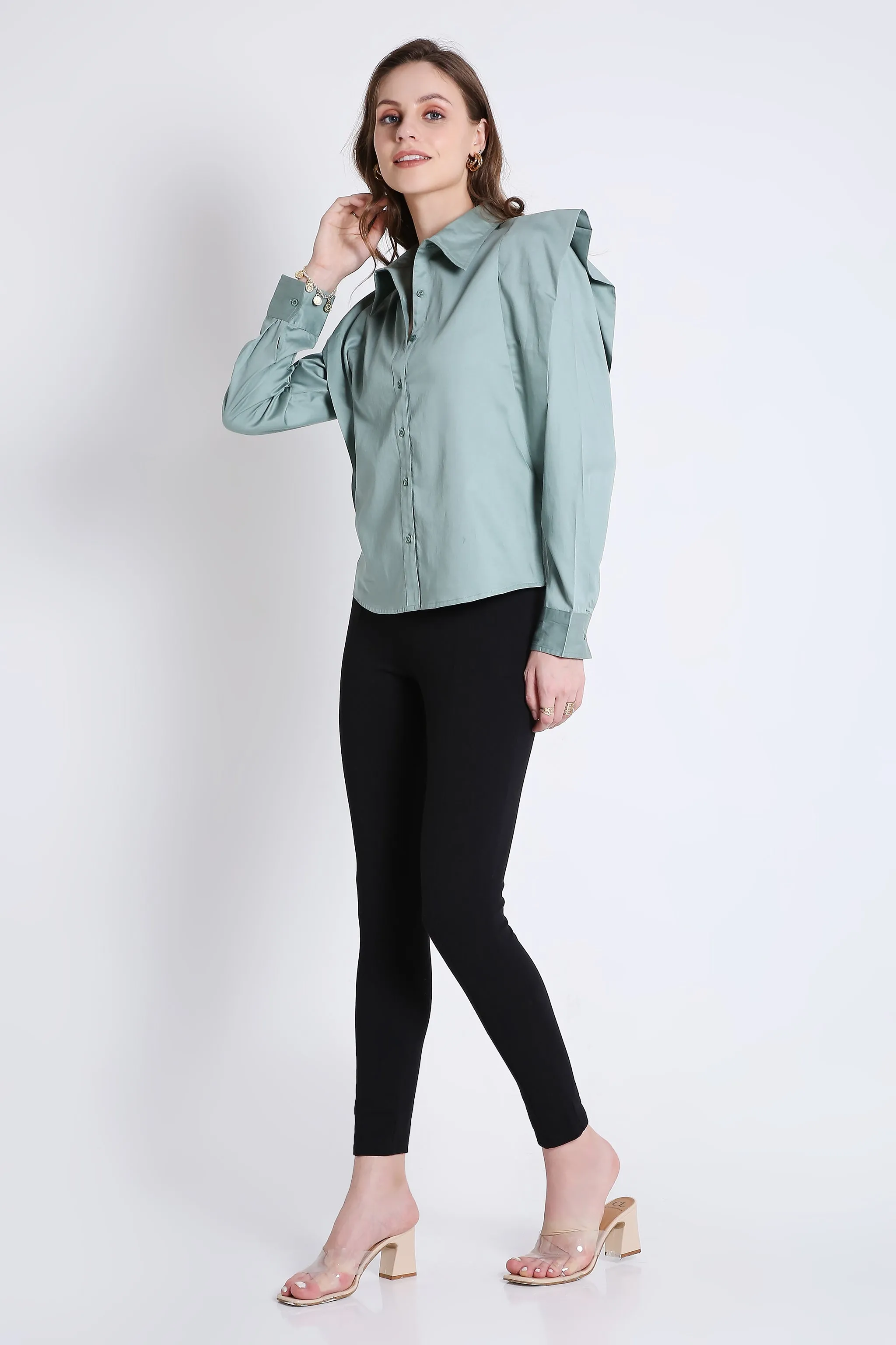 Power Shoulder Green Shirt French Theory