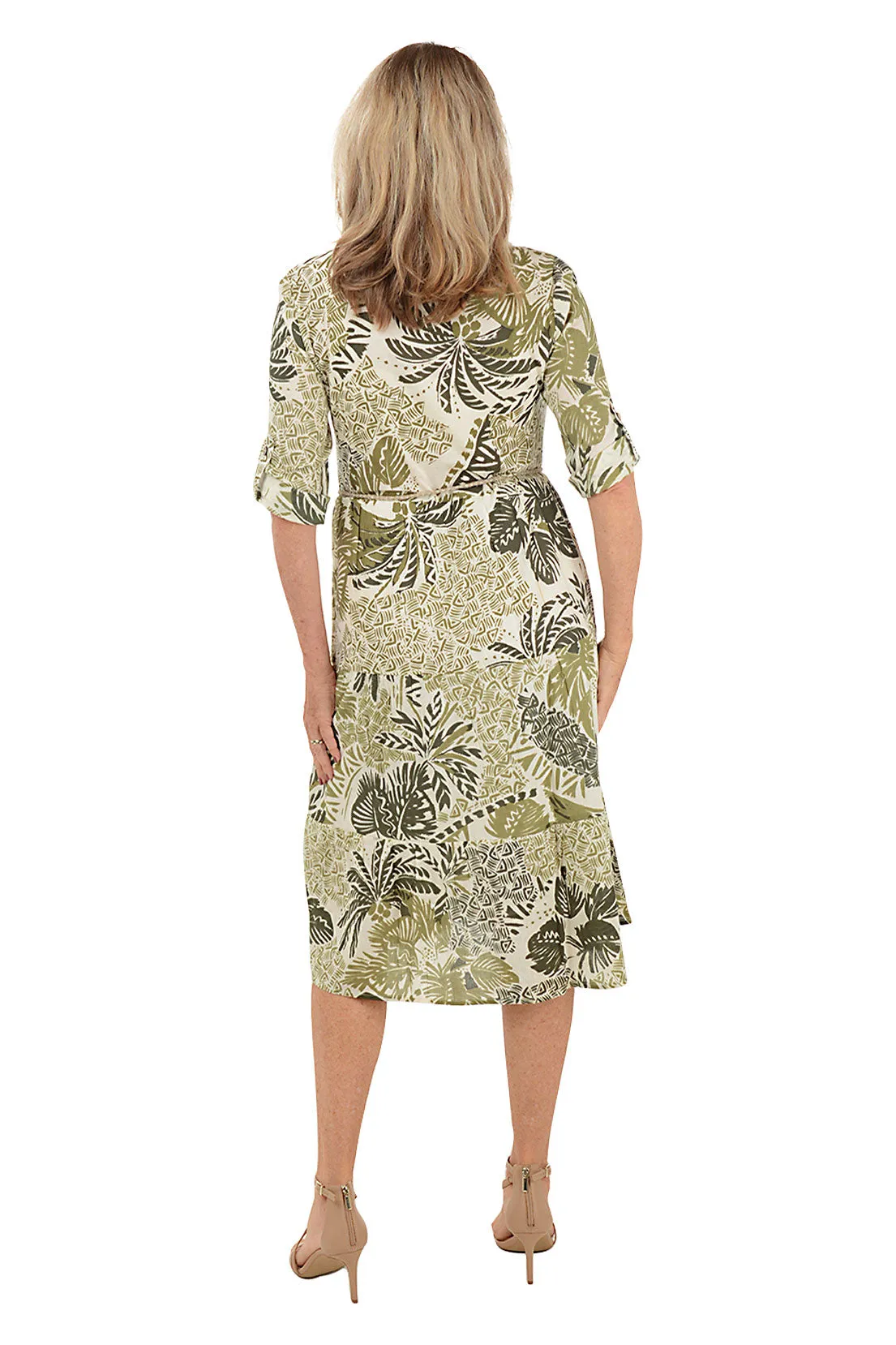 Sage Leaf Belted Dress